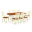 Ensemble de salle à manger 7 pièces composé d'une table de salle à manger ovale avec rallonge papillon et 6 chaises en bois, babeurre et cerise-49667977-31150693-132804100