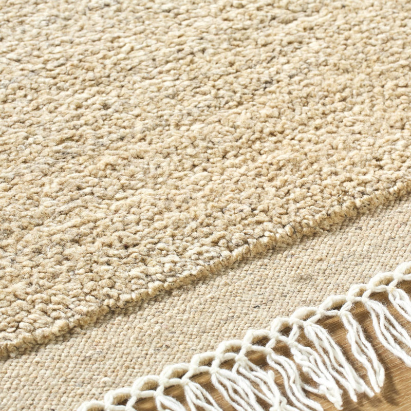Tapis rectangulaire en laine touffeté à la main brun, Rectangle 9 pi x 12 pi