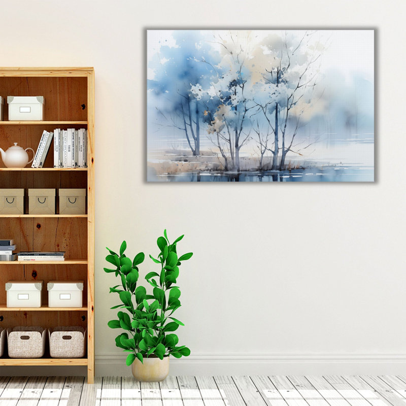 «Eve's Blue Forest Reverie», reproduction d'art murale, Toile encadrée noire, H 8 po x l 12 po x P 1,25 po