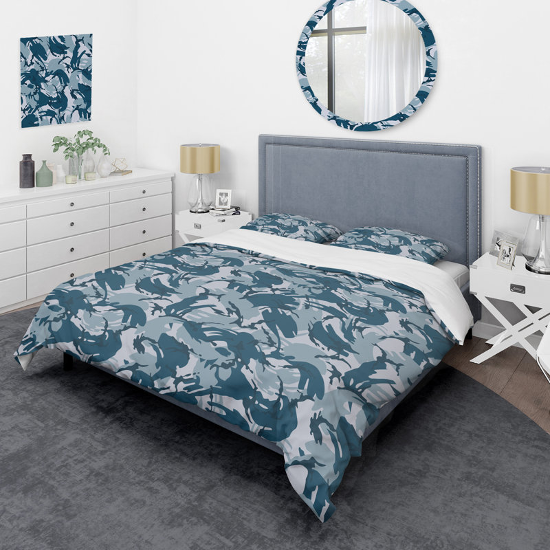 Ensemble de housse de couette en microfibre vert / bleu 3 pièces