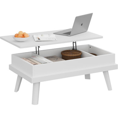 Lift Top Coffee Table With Hidden Storage Compartment, Sturdy Wood Coffee Table With Hydraulic Lift Mechanism For Living Room, Reception Room