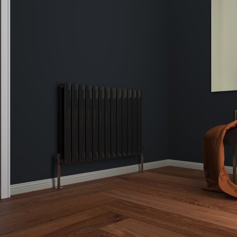 Alvin Vertical Designer Radiator, 60 x 88 cm Double, Black