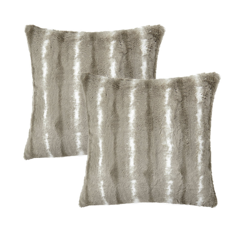 Amanda Faux Fur 20" Throw Pillow Cover, Taupe Gray