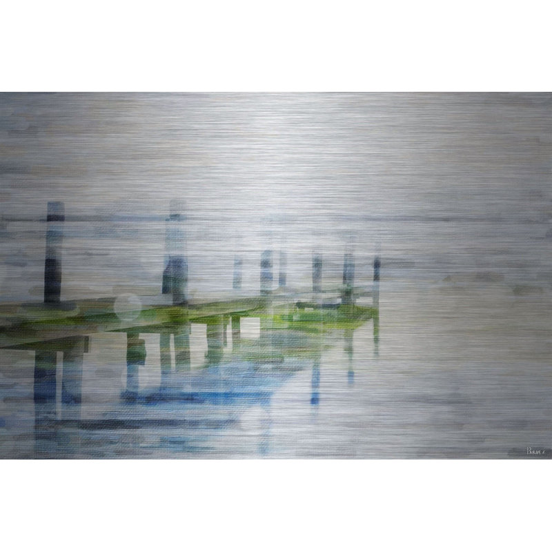 Reproduction de photo sur métal, "dock mist" par parvez taj, H 20 po x l 30 po x P 1,5 po