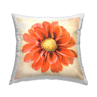 Coussin décoratif orange imprimé par Dahlia Bloom par Christine Zalewski