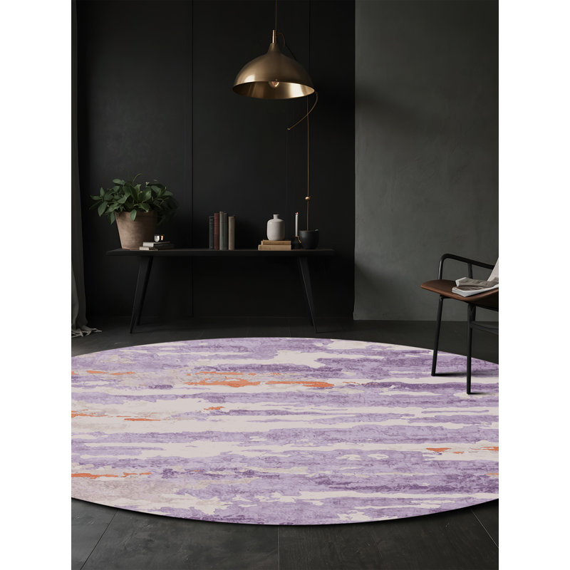 Tapis rose soyeux et moelleux, Rond 7 pi