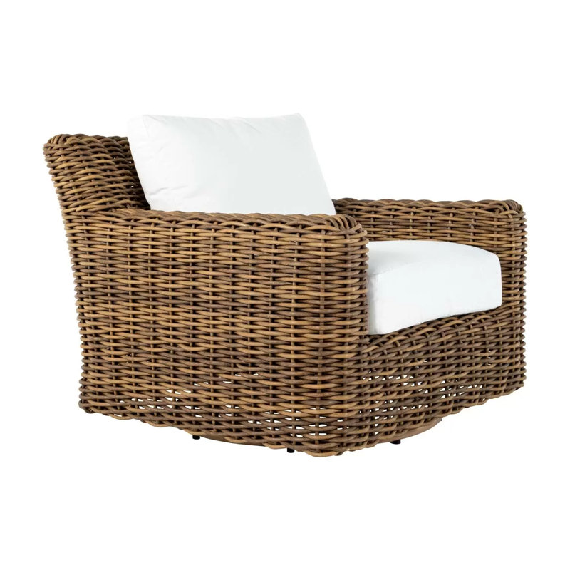 Montauk Swivel Lounge Chair In Rollo Fabric With No Welt