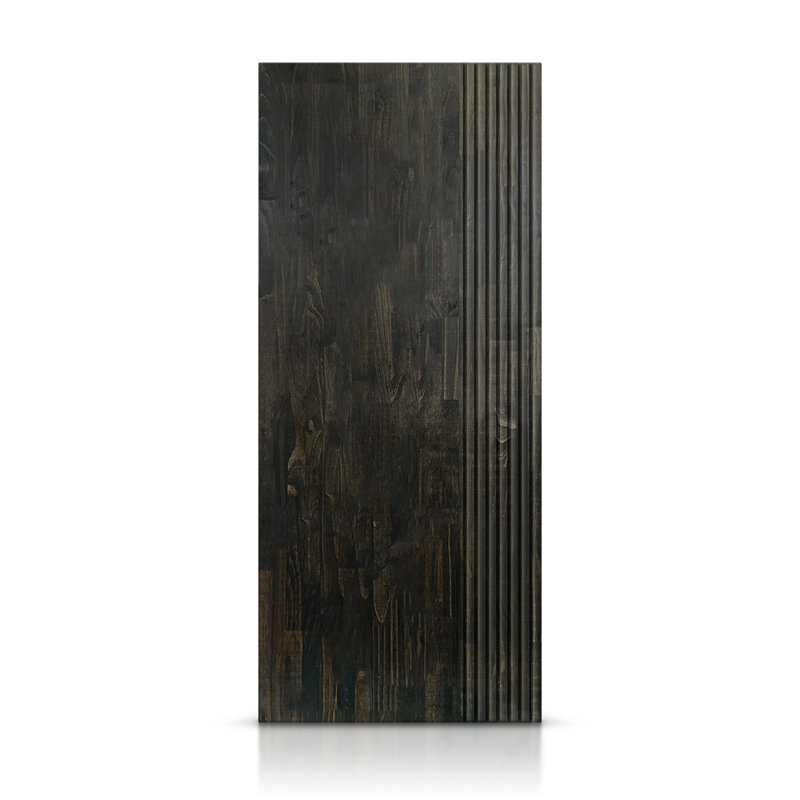 Porte standard à panneaux de bois de pin, Noir anthracite, H 80 po x l 36 po