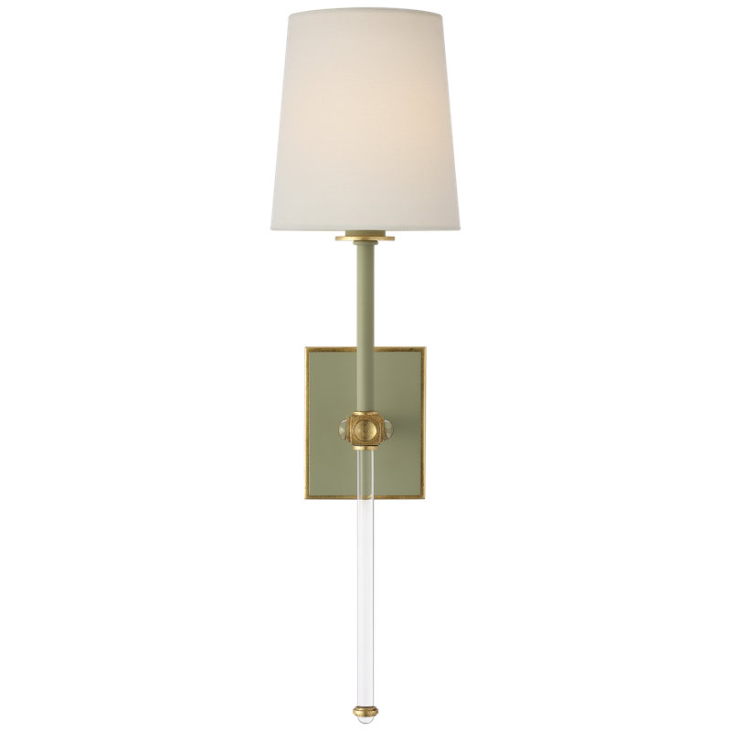 Julie Neill Lucia 21" Cordless Sconce with Linen Shade, Celadon/Crystal