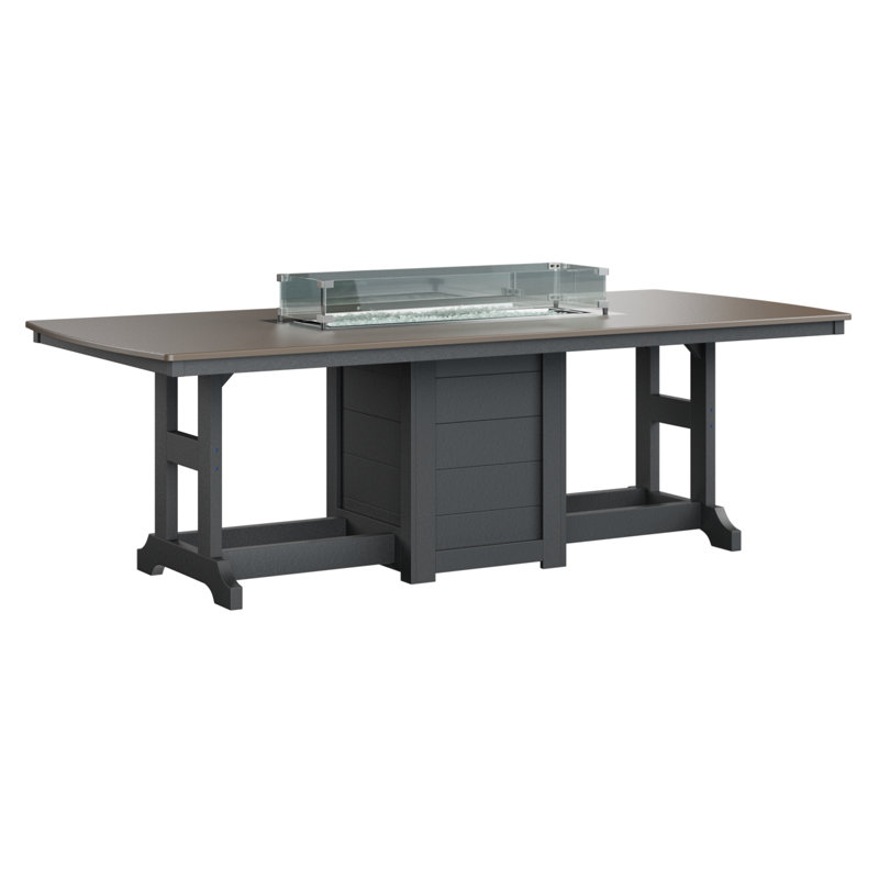 Berlin Gardens Garden Classic 96″ Fire Pit Counter Height Dining Table, Hammered Top Bronze with Black Base