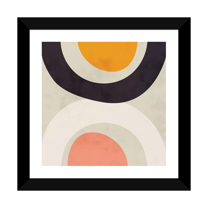 «Geometric Art II» par Ana Rut Bré - impression d'art graphique, Blanc, H 16 po x l 16 po x p 1 po, Papier encadré noir