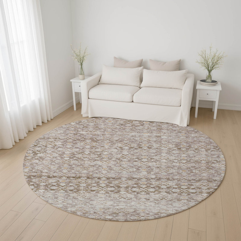 Premium Machine Washable Bucz AMF1747 Stripe Rug, Round 8'
