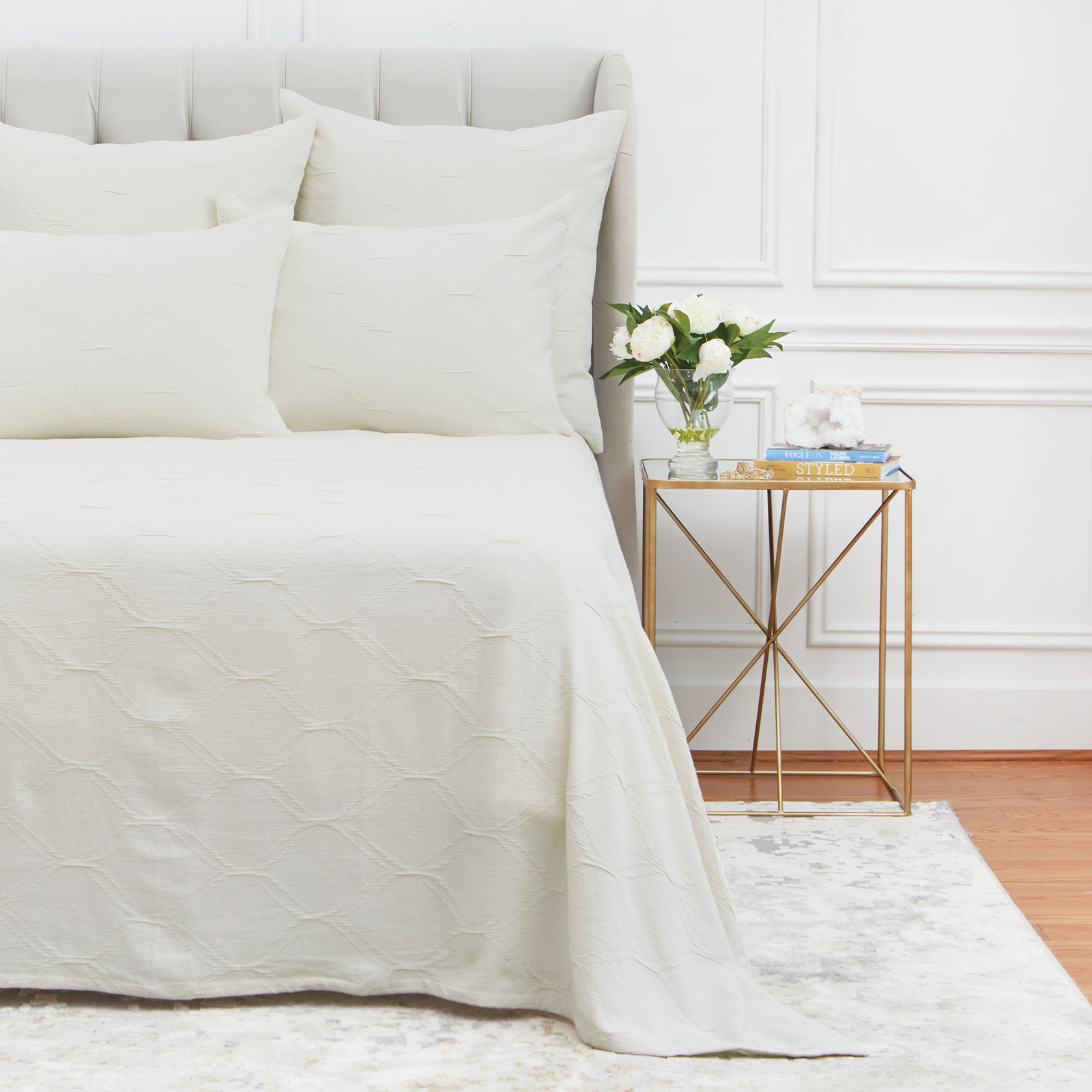 Barry Single Coverlet, Queen Coverlet, Ivory