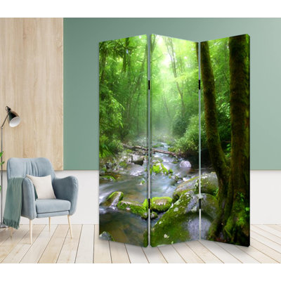 Giacinto 48" X 72" Multi Color Wood Canvas Meadows And Streams Screen