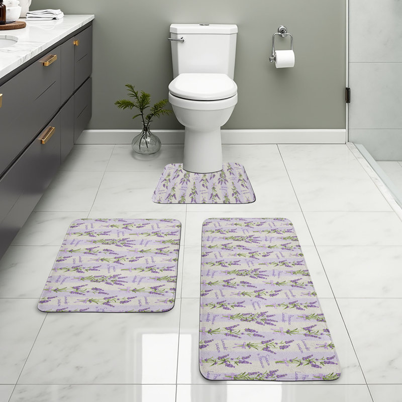  Ensemble de 3 tapis lavande pour salle de bain Lavender