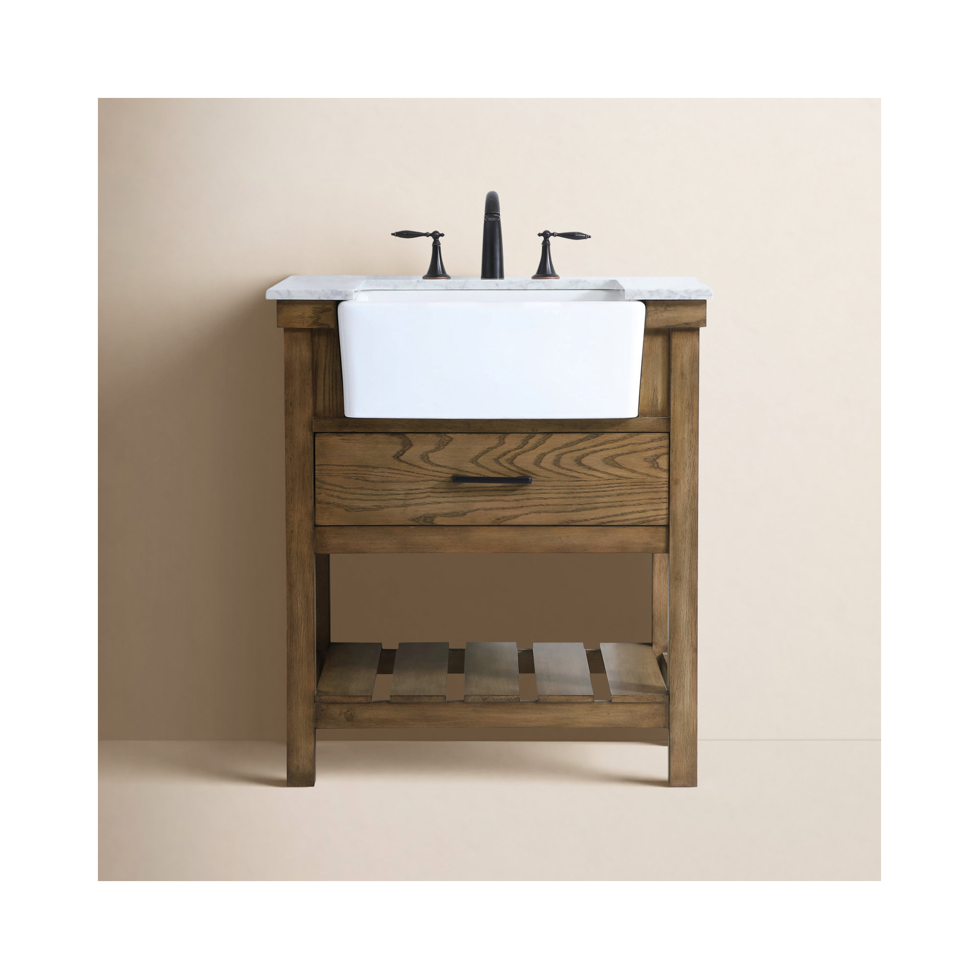 Pelaghia 30'' Single Bathroom Vanity, Dark Brown