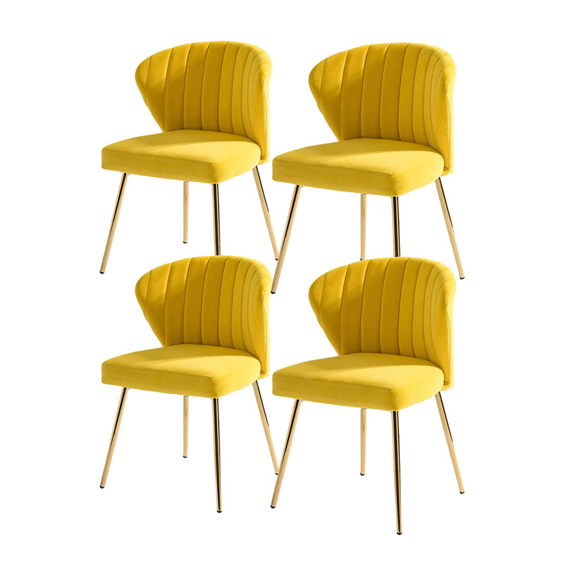 Fauteuil d'appoint à oreilles Axia, Velours jaune