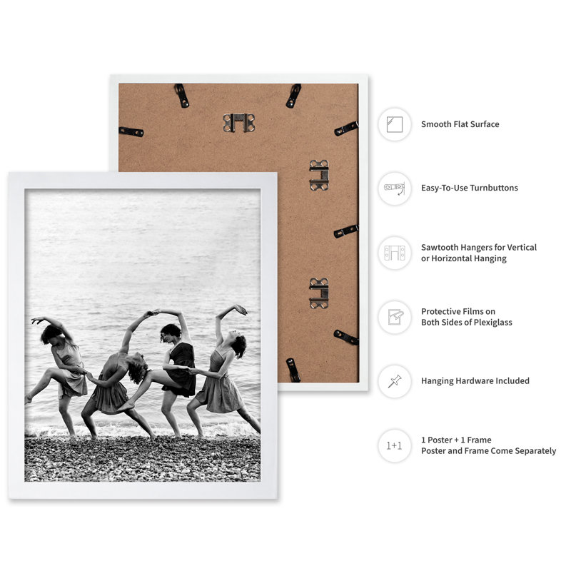 Beach Dancers, Poster, White Framed, 16"H x 20"W