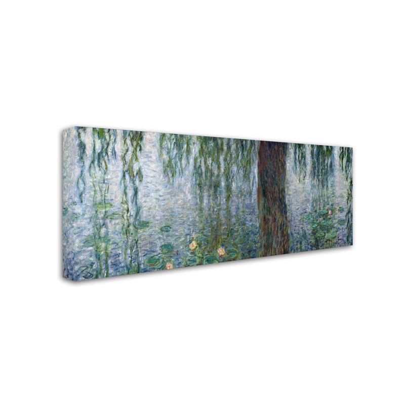 « waterlilies matinée » par claude monet, reproduction d’art sur toile tendue, H 14 po x l 32 po x P 2 po