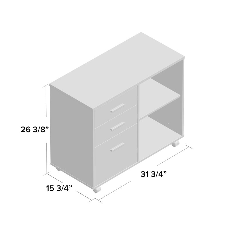 81.3cm Wide 3 -Drawer Mobile File Cabinet, Grey Oak