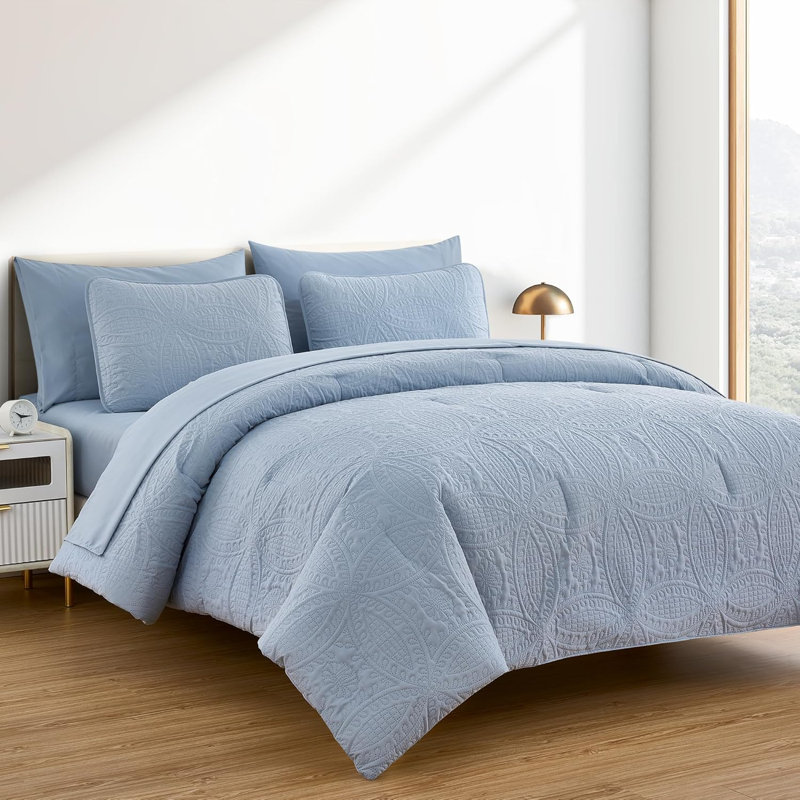 Liam Microfiber 7 Piece Bed in a Bag Comforter Set, Queen Comforter + 6 Additional Pieces, Mustard