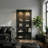 Glass Display Cabinet, 39.4" W — Black Aluminum Frame, Sliding Doors & LED Lights