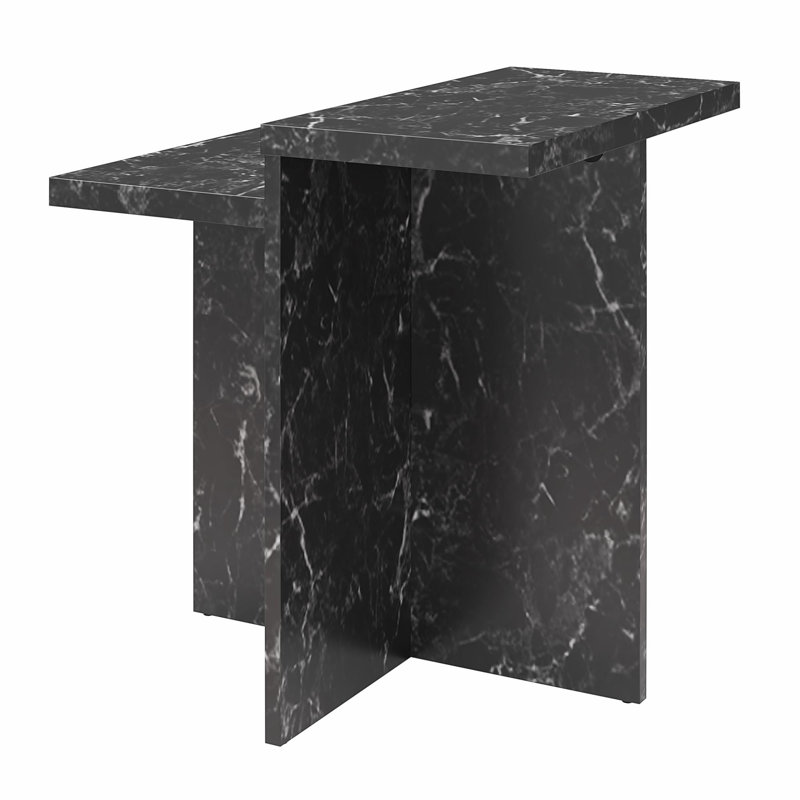 Brielle 24'' Tall Abstract End Table, Black Marble