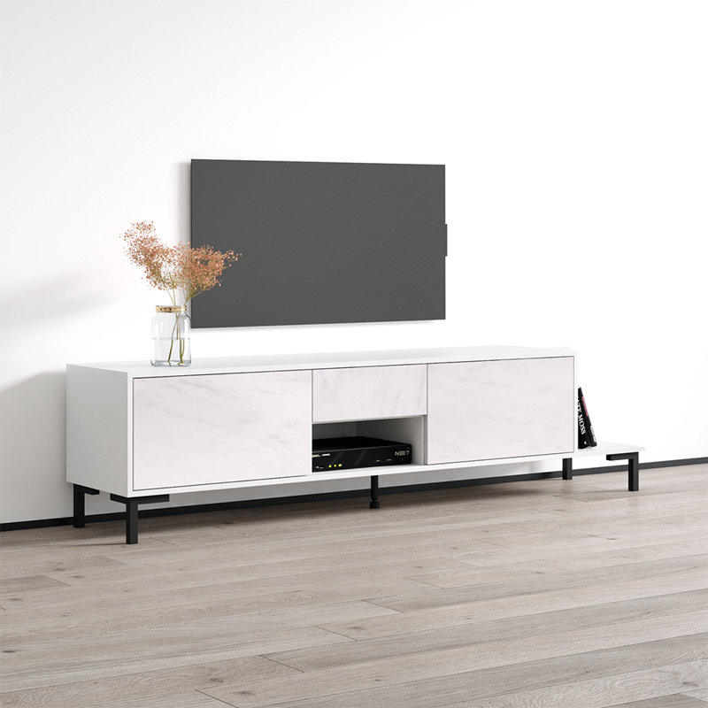 Istina 76.8" Modern TV Stand with Matte Finish, White