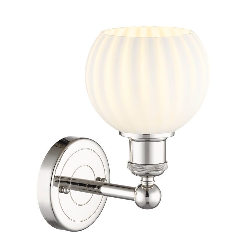 Applique murale 1 lumière Edison Venetian, H 10,25 po x l 6 po x P 7,5 po, Nickel poli