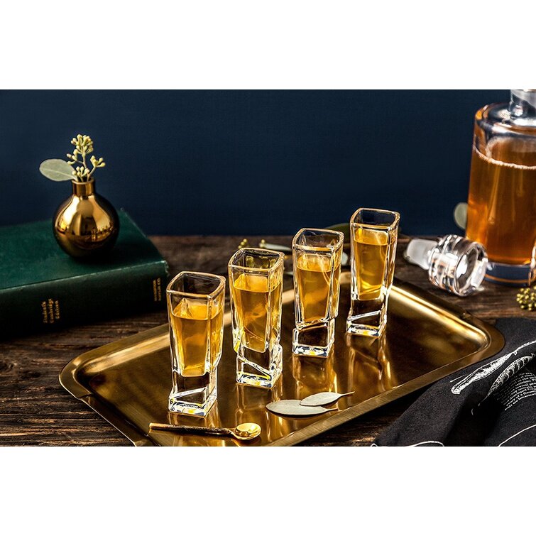 JoyJolt Carre Square Scotch Glasses - Set of 4 Whiskey Glass - 10-Oz