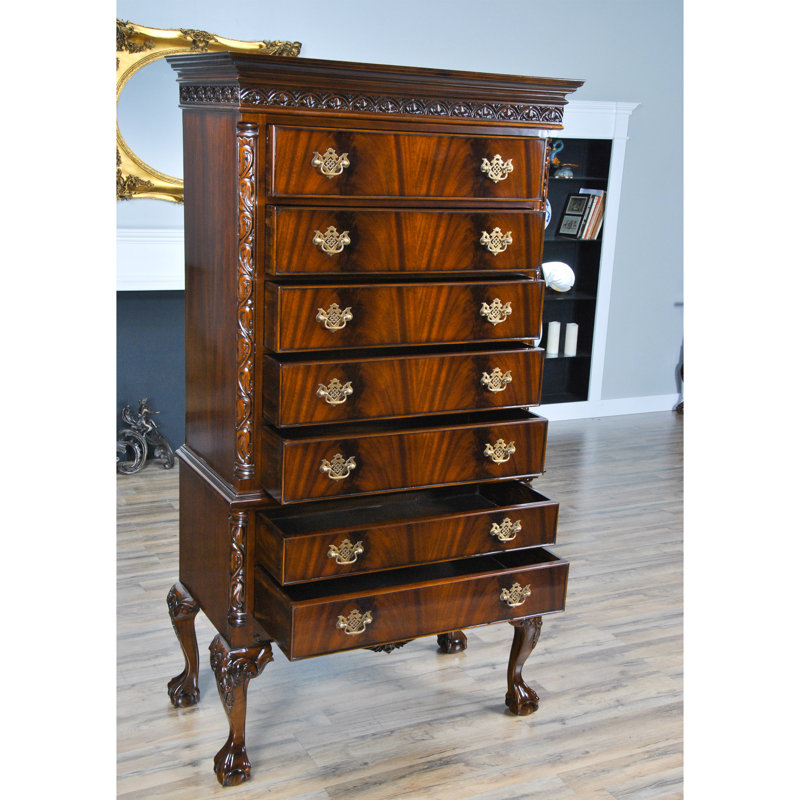 Victorian Mahogany Ball and Claw High Chest with Carved Legs