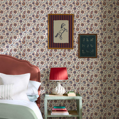 Joules Trailing Indienne Floral Blue/Green Wallpaper