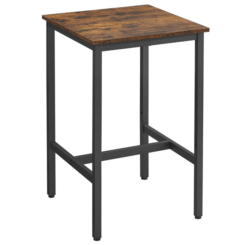 Belldas Square Metal Outdoor Bar Table , 60cm cm W 60cm cm D, Black, Rustic Brown