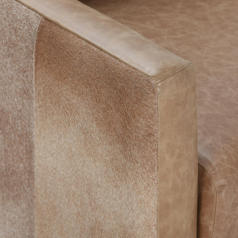 Lathe Leather Accent Chair, Chestnut Top Grain Leather/Gold