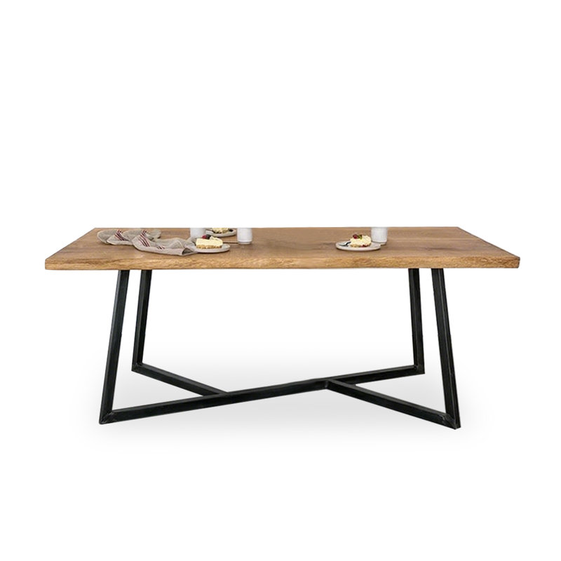 Table de conférence brune et noire en bois massif + fer, H 29,53 po x L 78,74 po x l 31,5 po