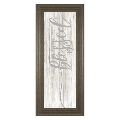 Blessed Script Wall Art - 18" x 42" - Brown Frame
