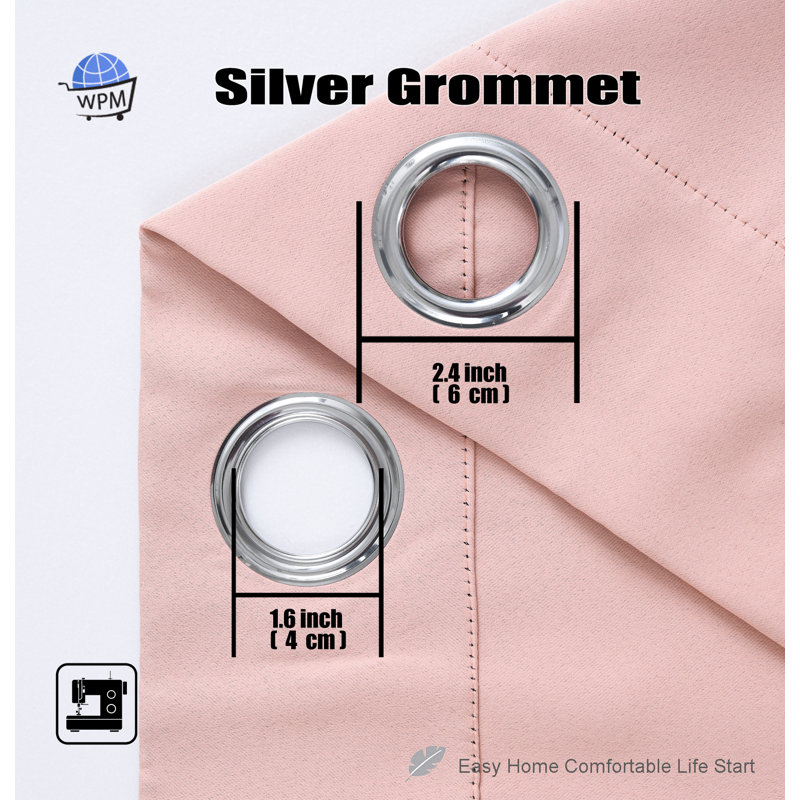 Rideau simple occultant et isolant de couleur unie avec œillets, L 42 po x L 63 po, Rougir