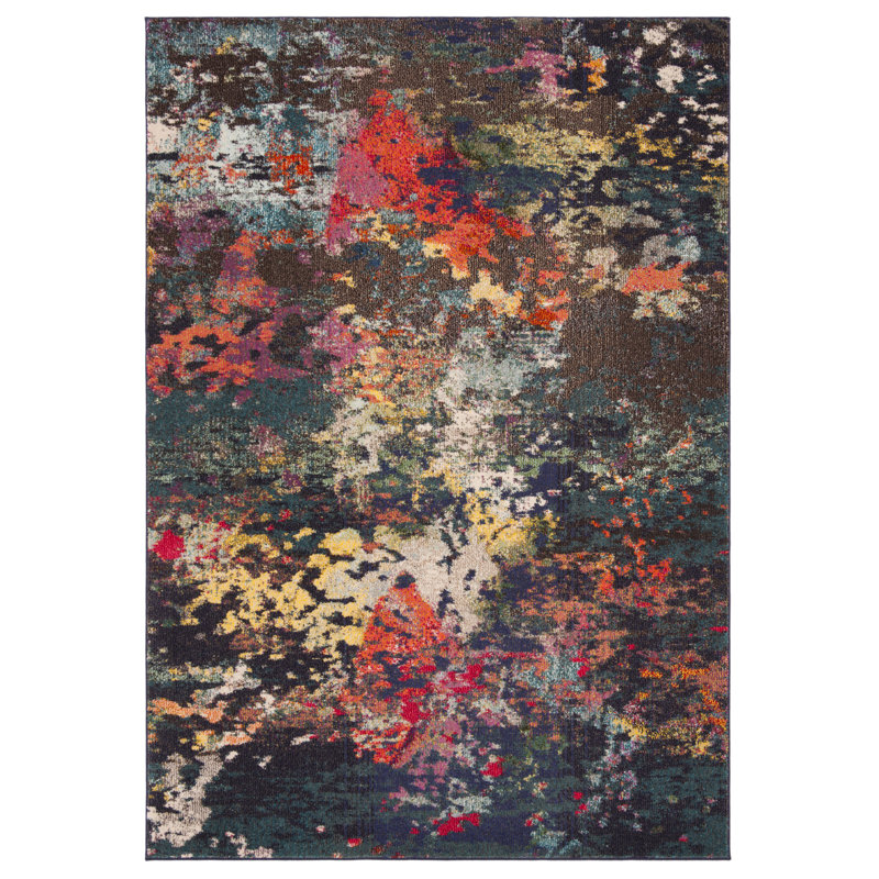 Tapis brun / bleu sarcelle Hertzler, Rectangle 4 pi x 5 pi 7 po