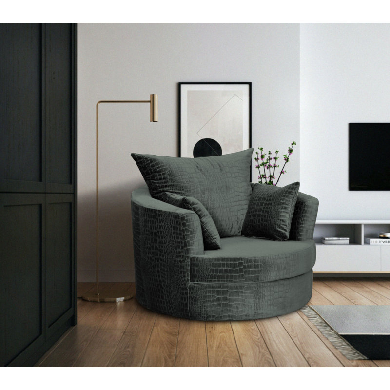 Upholstered Swivel Armchair, Black
