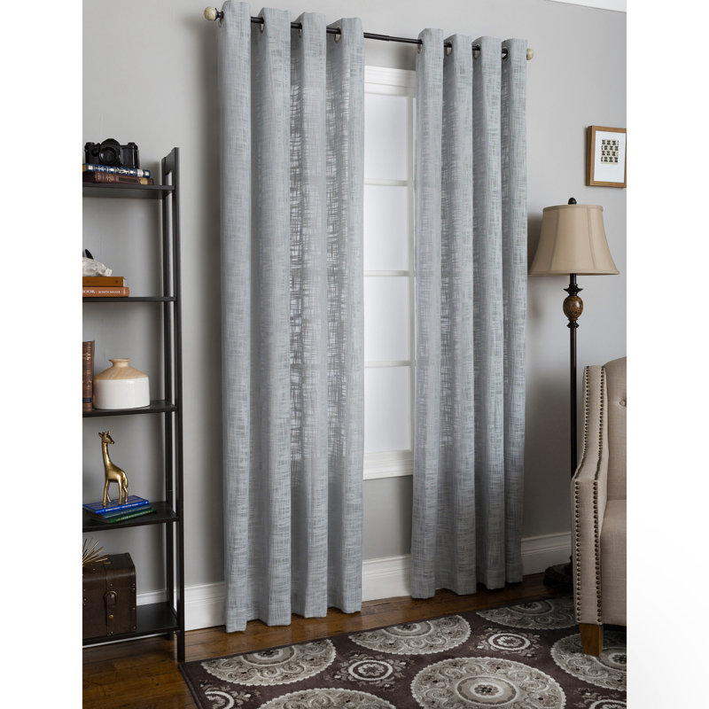Kimarri 100 Polyester Light-Filtering Woven Solid Color Curtain Panel with Grommet Top, Mineral, 50'' W x 84'' L