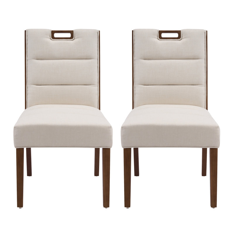 Chaises de salle à manger rembourrées sans accoudoirs, Noyer