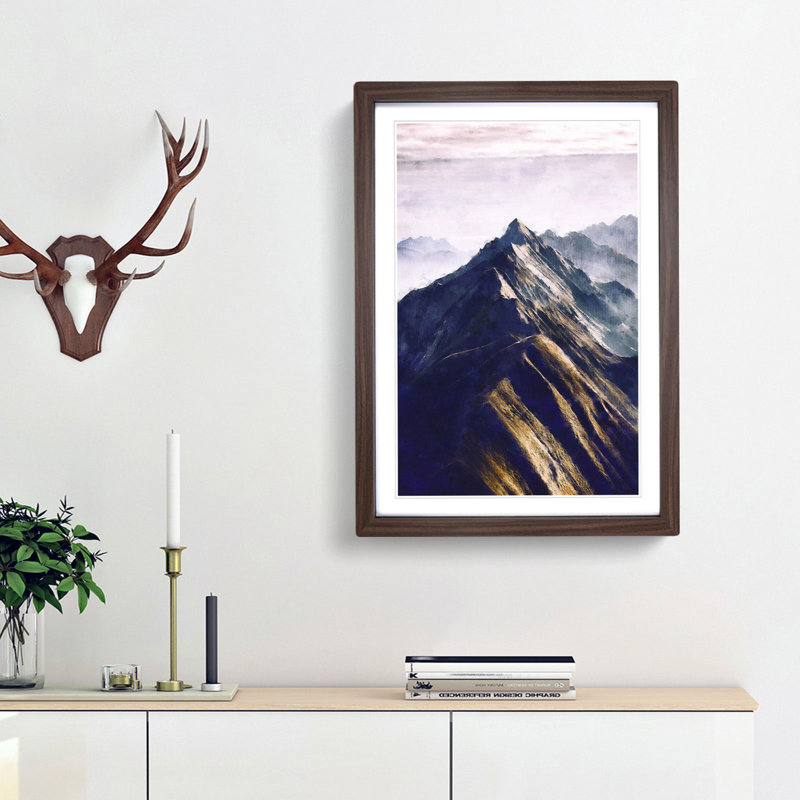 Mountain Ridge in Switzerland - Picture Frame Painting Print, Walnut Framed, 45cm H x 33cm W x 2cm D