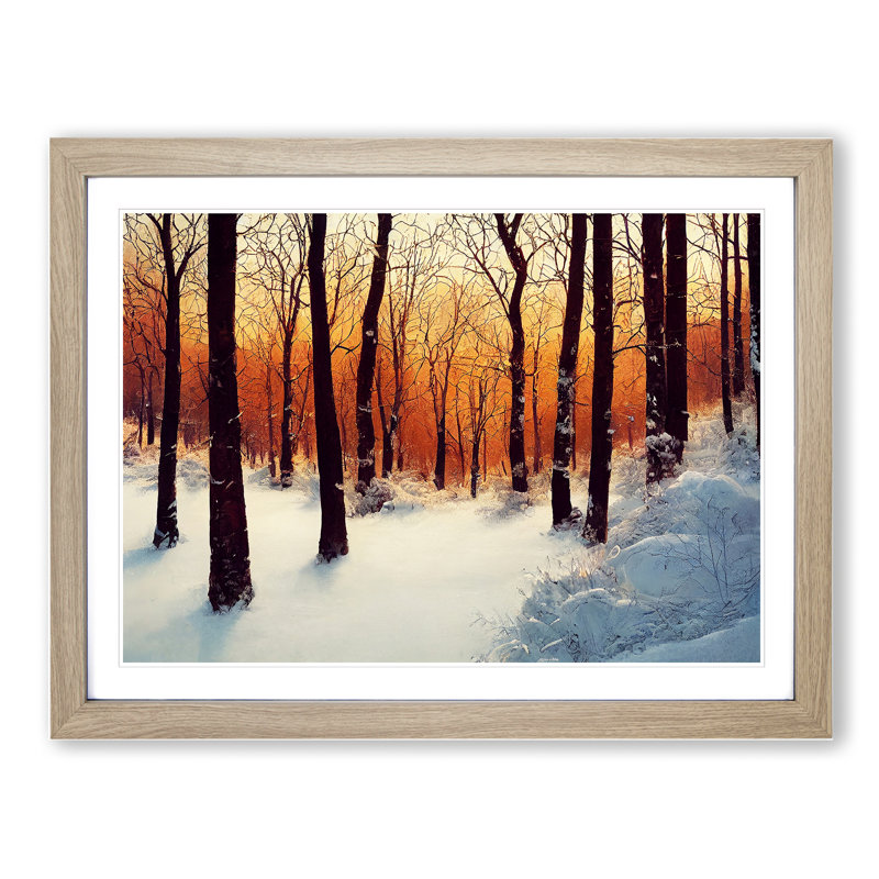 Miraculous Winter Forest - Framed Print, 46cm H x 64cm W x 2cm D, Oak
