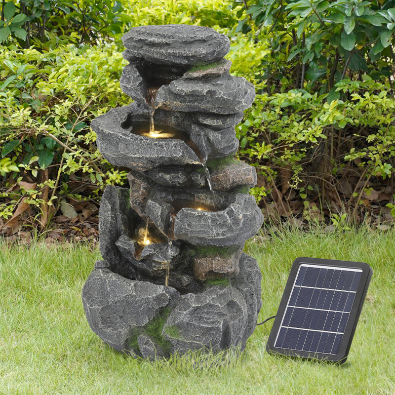 Weather Resistant Rock Fountain with Light