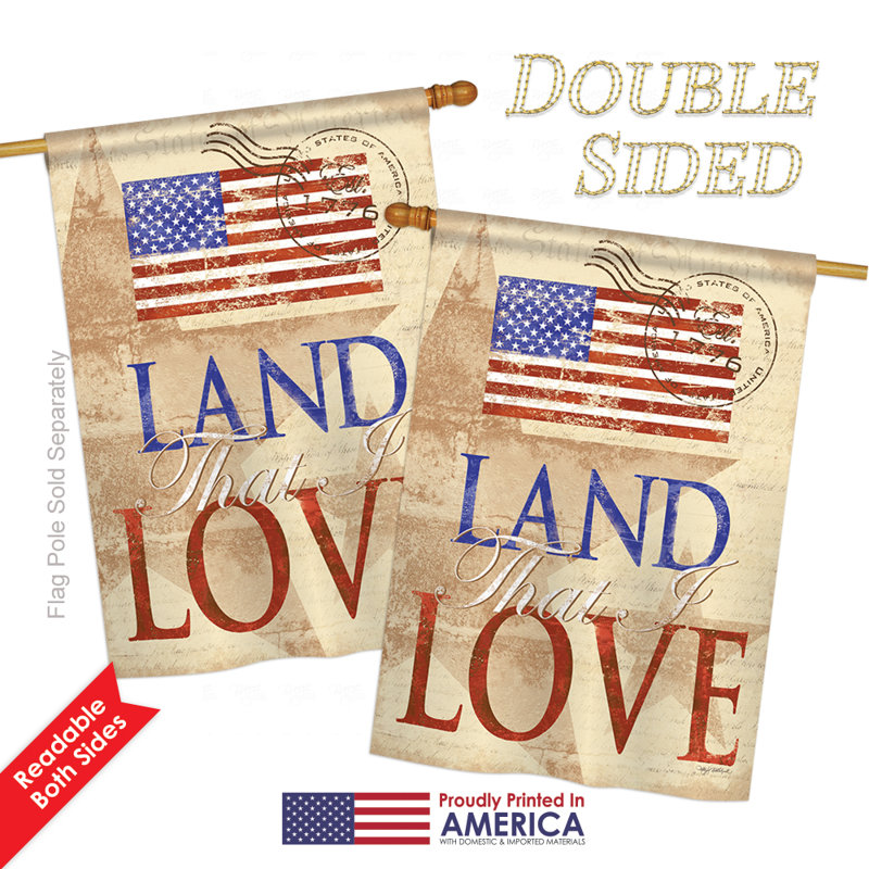Drapeau de jardin en polyester 2 côtés land i love, H 18,5 po x l 13 po