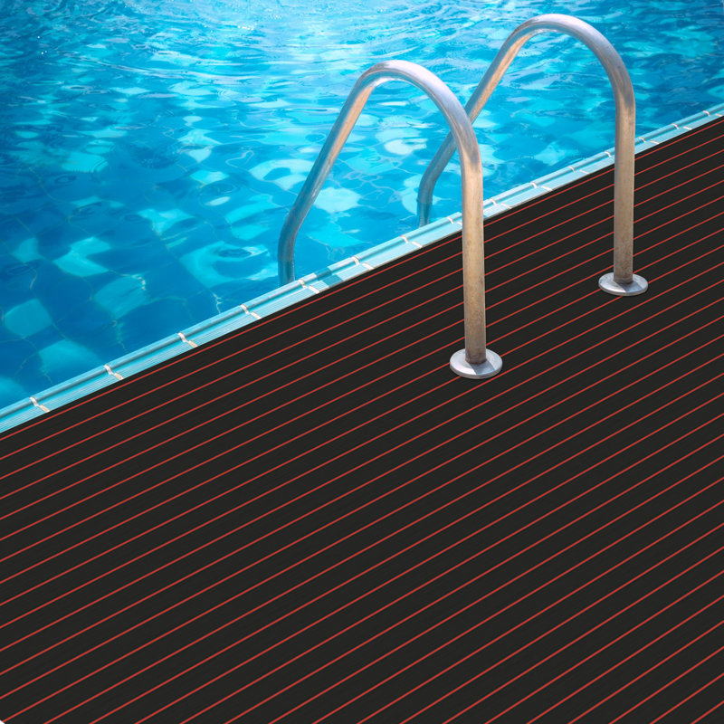 Tapis antidérapant 94,48 po * 47,27 po pour bateau et bateau, Noir, rouge