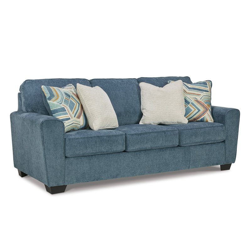 Cashton Upholstered 87'' Sleeper Sofa, Blue 100% Polyester