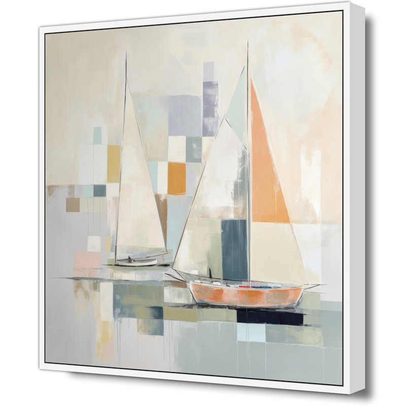 Pastel Regatta 1, H 47 po x l 47 po, Blanc