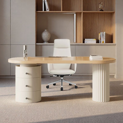 Bureau incurvé pour écrire en crème simple pour la maison