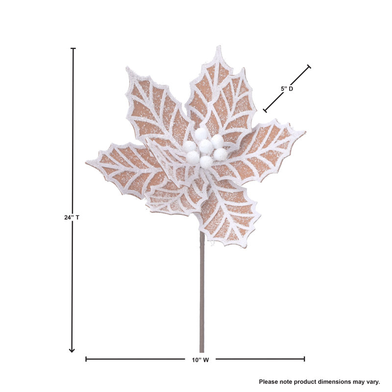 Ensemble de 3 branches artificielles de poinsettias, Brun